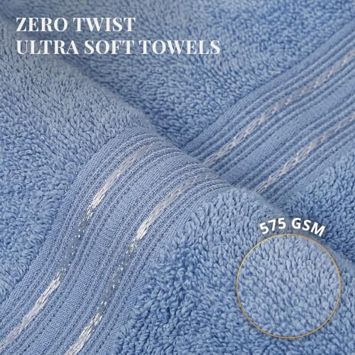 Image of LANE LINEN Luxury Bath Towels Set - 1 Piece, 100% Cotton Bathroom Towels, Zero Twist, Quick Dry Absorbent Bath Towel, Super Soft Gym Towel - Light Blue
