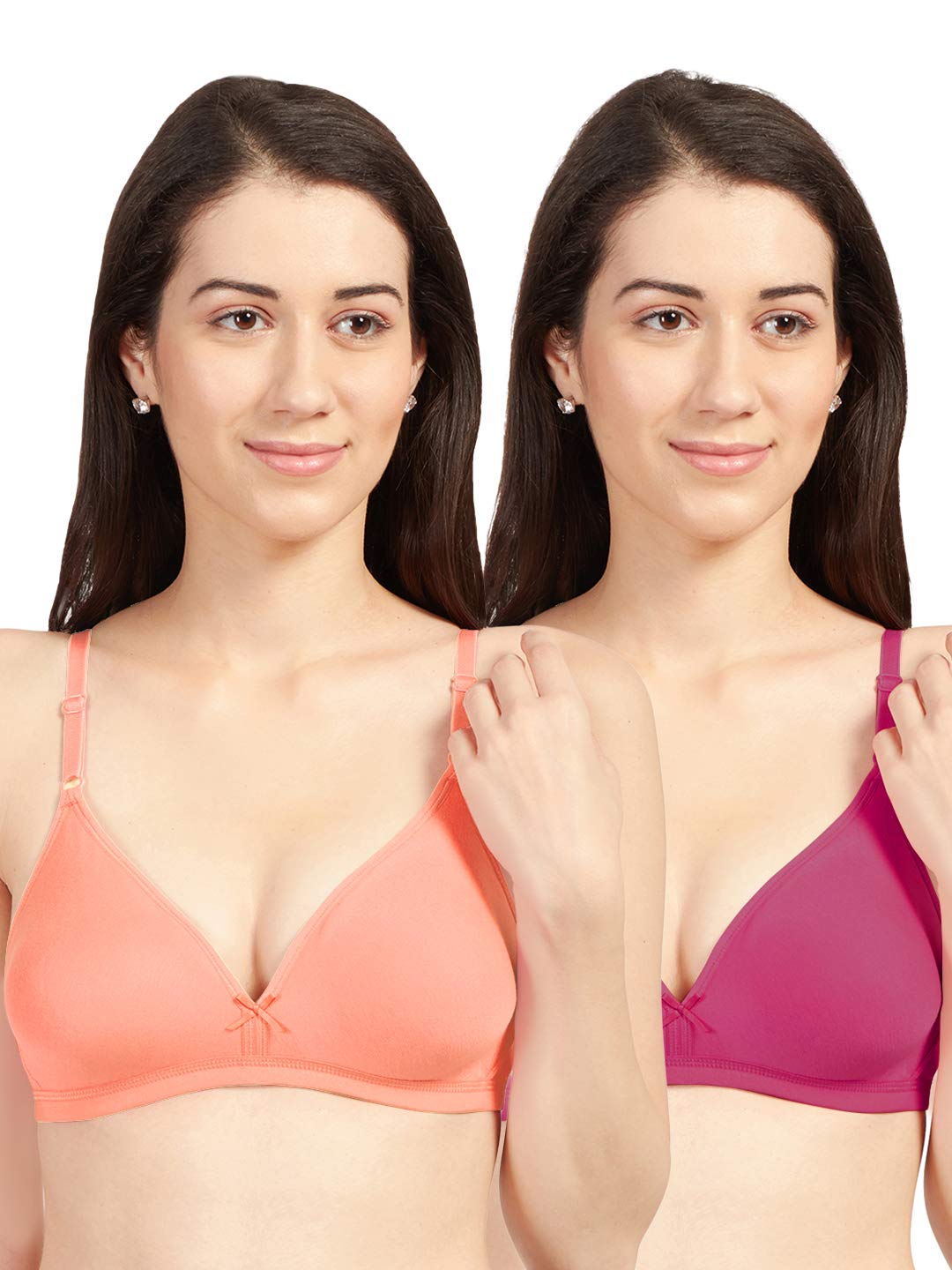 sonari Omania Womens Non-Padded Cotton Polyester Bras - Solid, Non-Wired, Medium Coverage, Hand Washable (Pack of 2)-picture-12