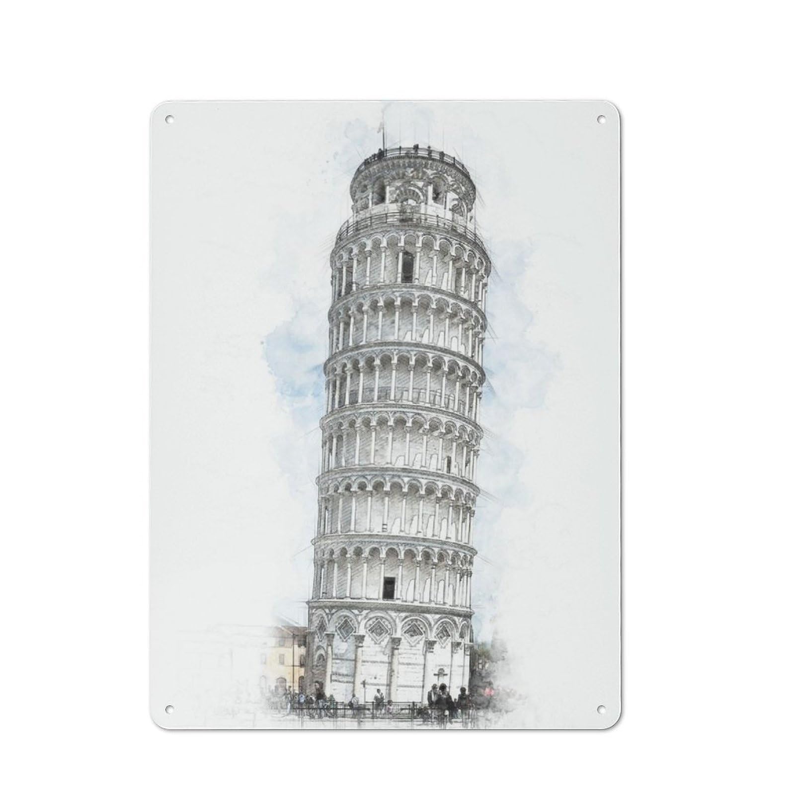 Junmoney The Leaning Tower Of Pisa Retro Metal Gift Sign 40X30cm, Home Wall Decor For Flat, Dorm Room, Lounge Or Cafe