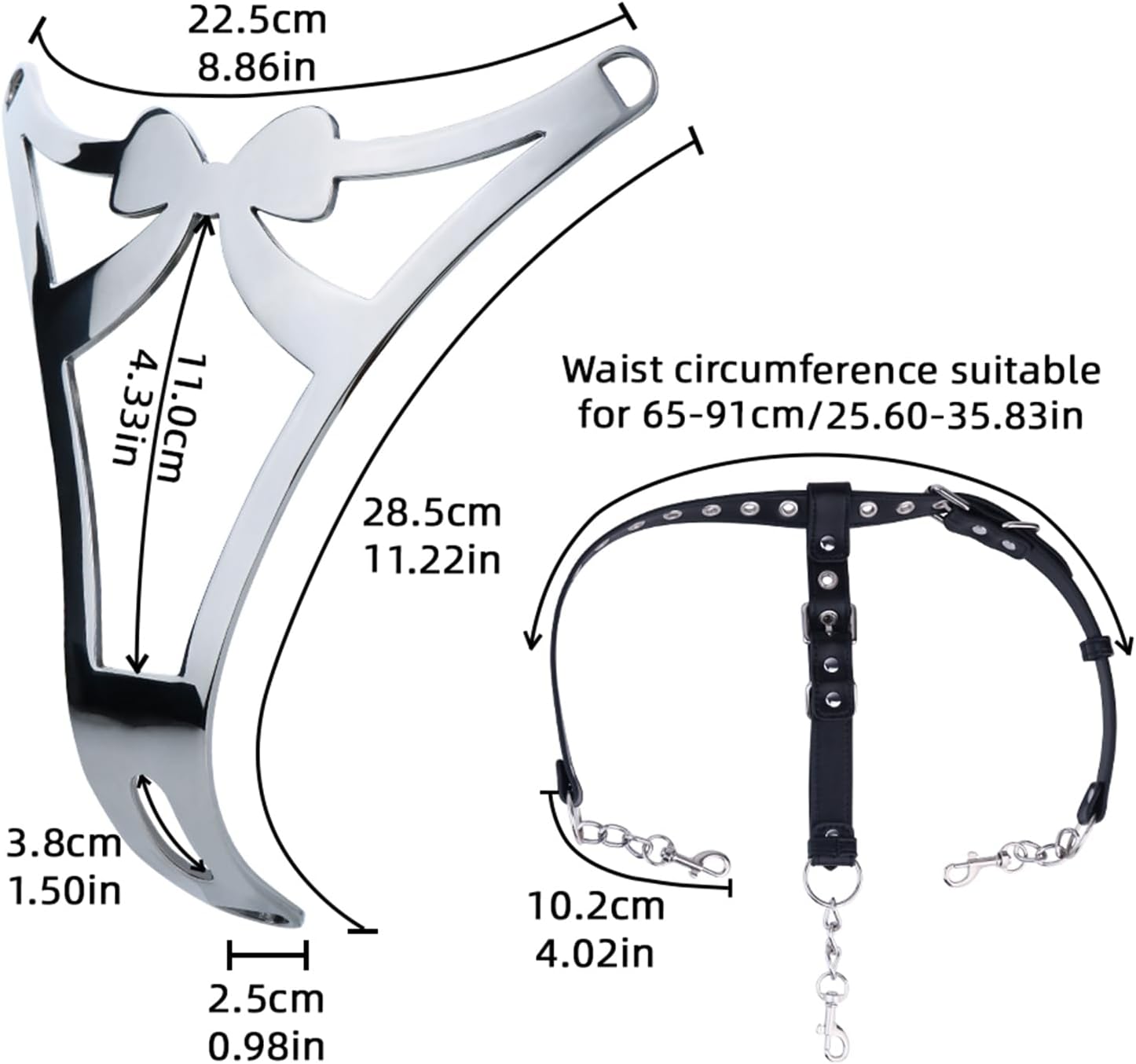 Stainless Steel Wearable Cage Pants with Waist Belt, Reusable Female Chastity Cage Panties Adult Sex Toy for Women