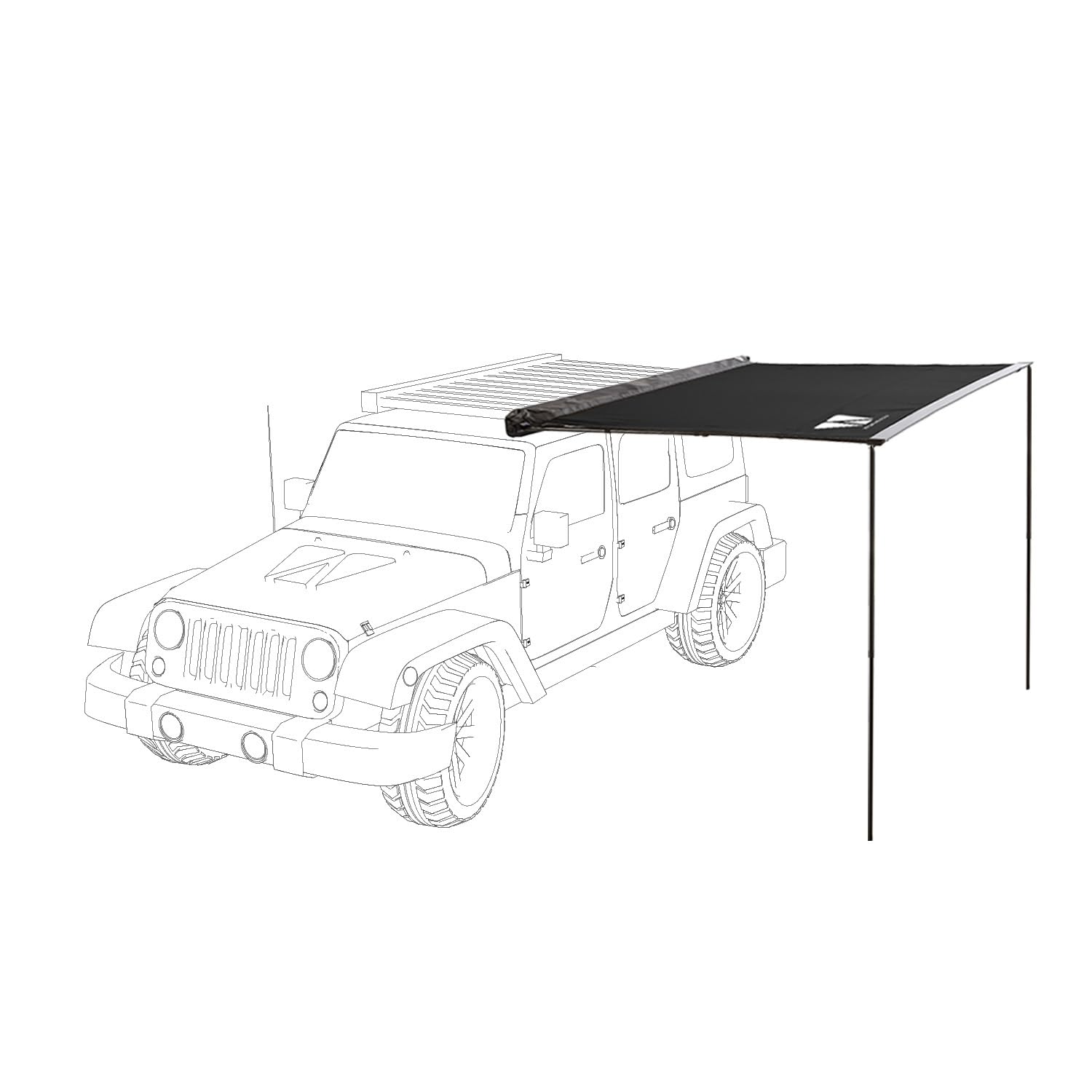 Vickywood - Seitenmarkise 250 cm schwarz: Seitenmarkise mit PU-Beschichtung und LED-Beleuchtung