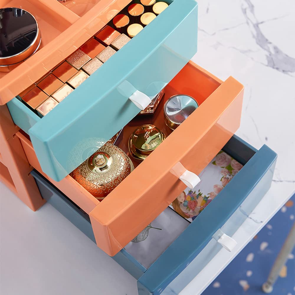 Caja de almacenamiento de escritorio con cajón, estante cosmético, oficina, estudiante, escritorio, organizar, almacenamiento pequeño, cuatro pisos
