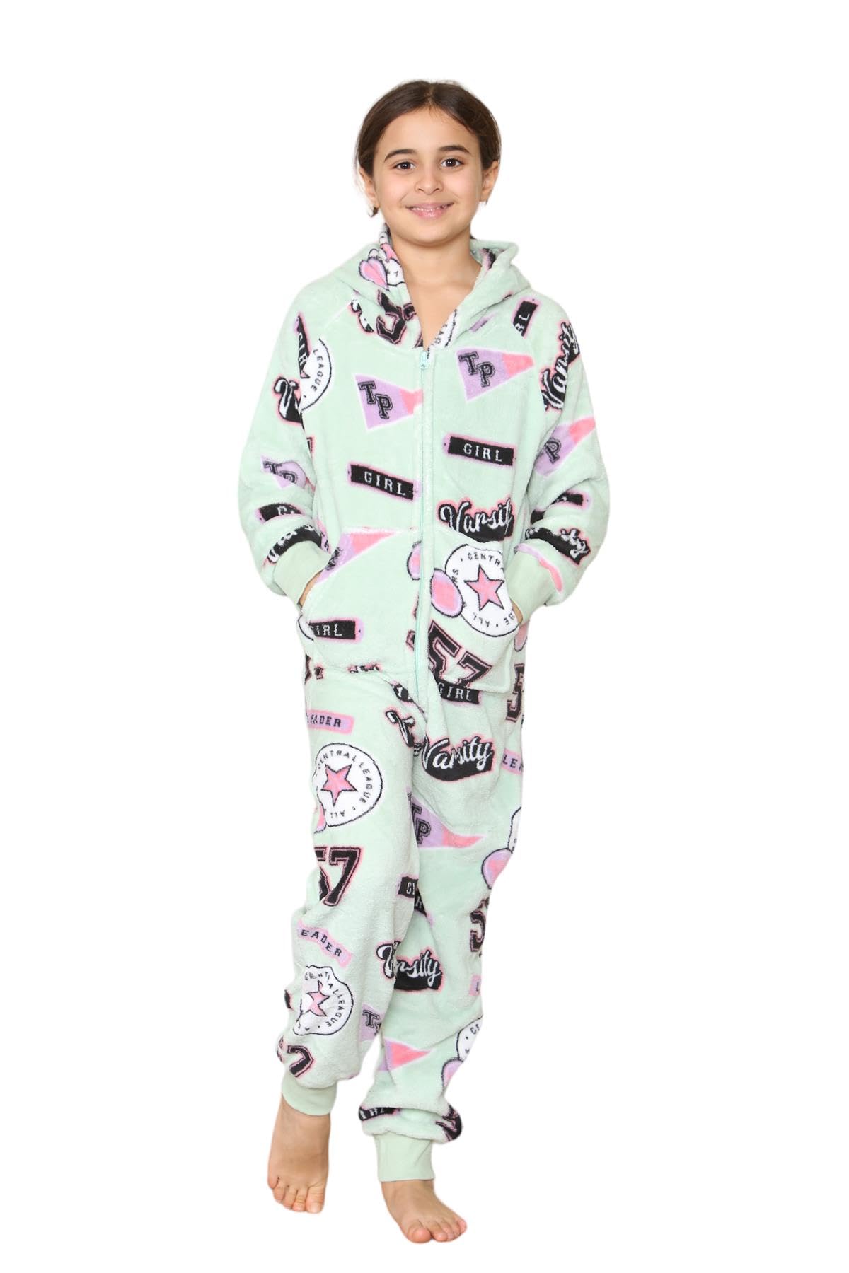 A2z 4 Kids Unisex Kids Apple Green A2z Kids Varsity Print Onesie Pyjama Set - E.soft 928 Varsity ._11-12
