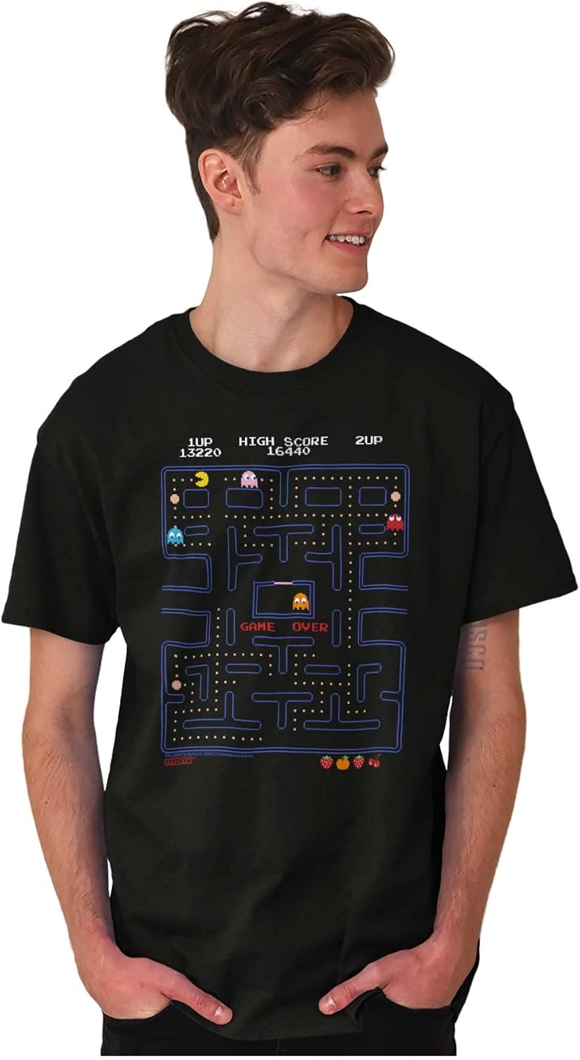 Pacman Game Over Retro Video Gaming Graphic T Shirt Men or Women