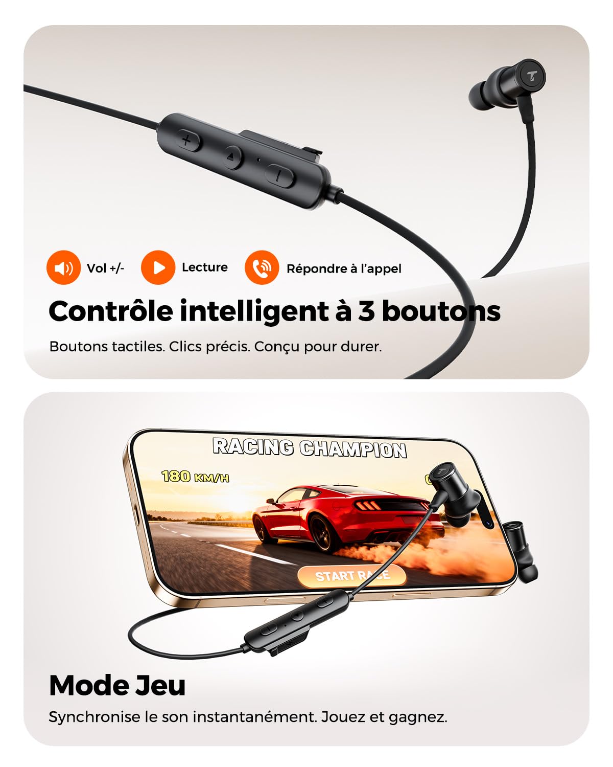 truefree HD-100 Écouteurs sans Fil Écouteurs Bluetooth Intra Auriculaires