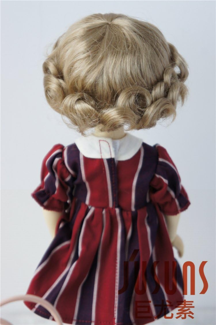 JD369 6-7inch 16-18 CM Cupid Smart Curly BJD Wigs 1/6 YOSD Synthetic Mohair Doll Hair Vinyl Doll Accessories (Light Brown)