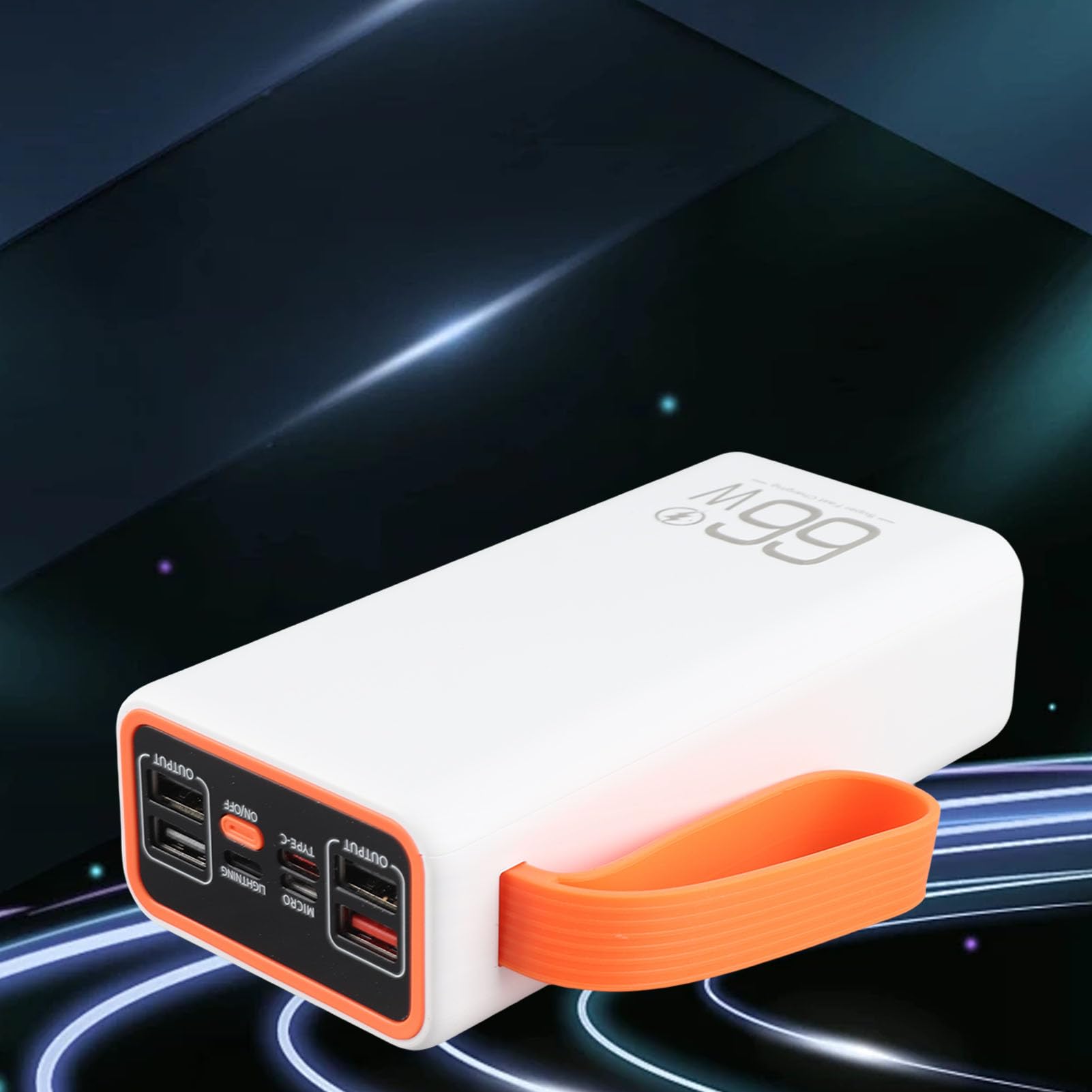 Cuifati Caricatore Portatile a Ricarica Rapida Power Bank da 60000 MAh QC4.0 Batteria Ad Alta capacità con Luce a LED per Alimentatore di Emergenza da Viaggio all'aperto da Campeggio (WHITE)