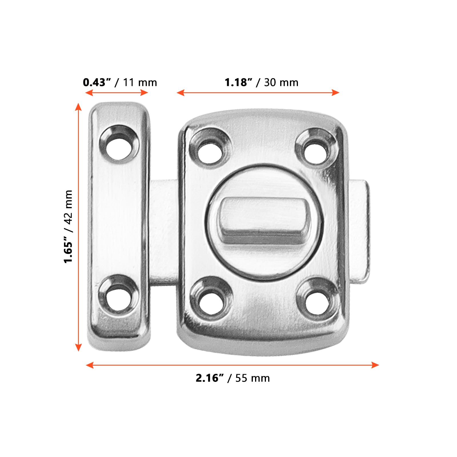 SINJEUN 4 Pack Rotate Bolt Door Lock - Image 2