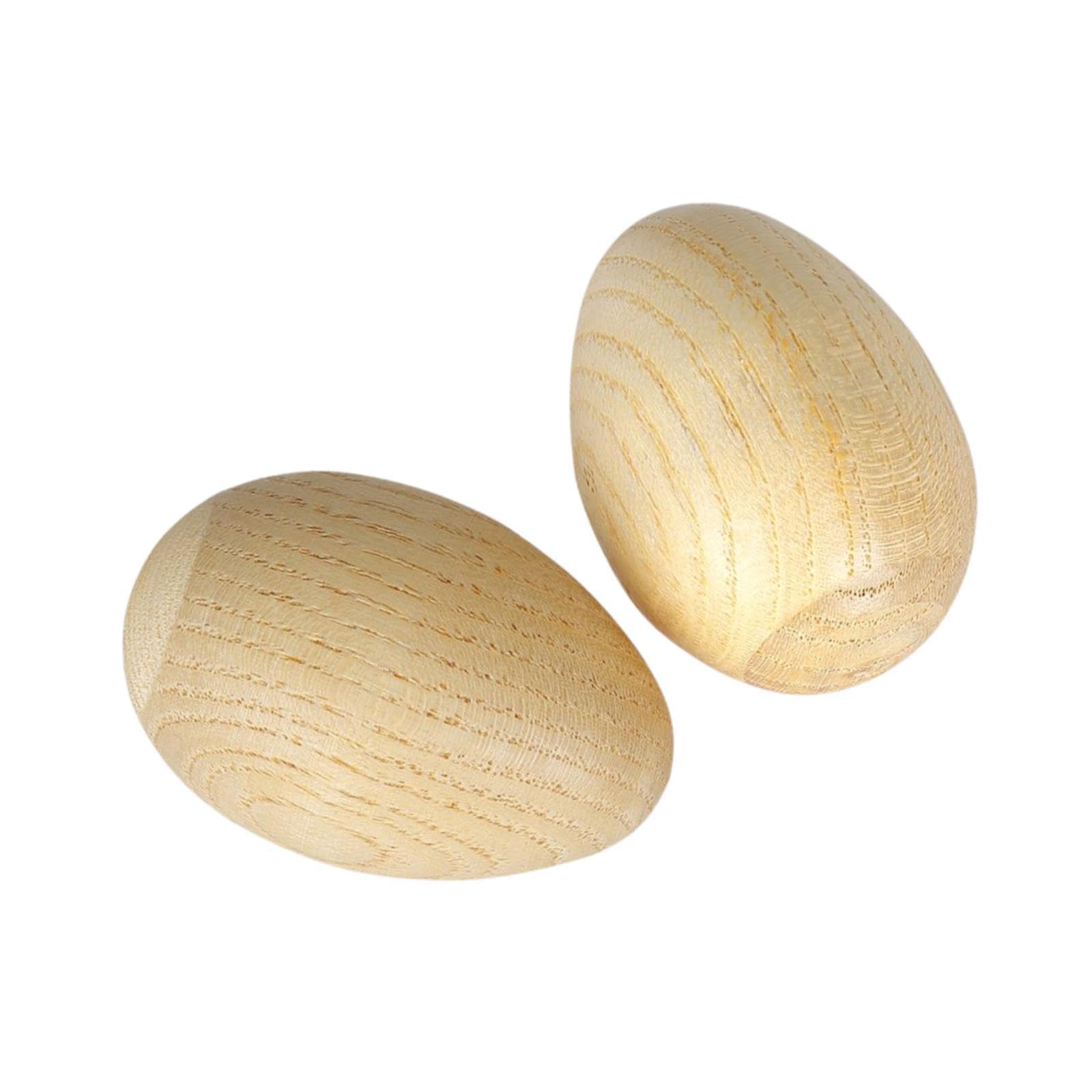 Juego de 5 maracas de madera para huevos de mano, instrumento para adultos y niños, M, color beige