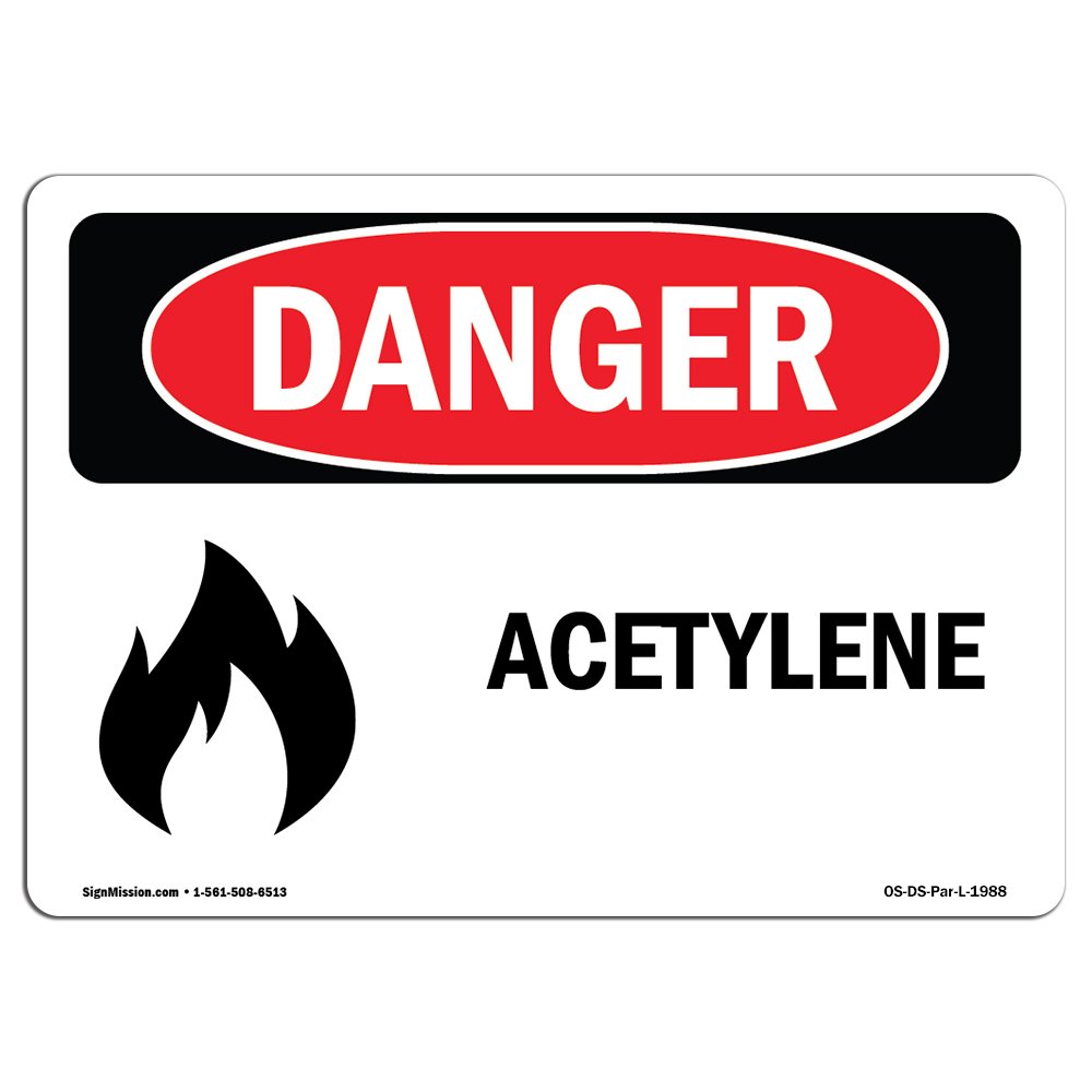 OSHA Danger Sign - Acetylene | Plastic Sign | Protect Your Business, Construction Site, Warehouse & Shop Area | Made in The USA