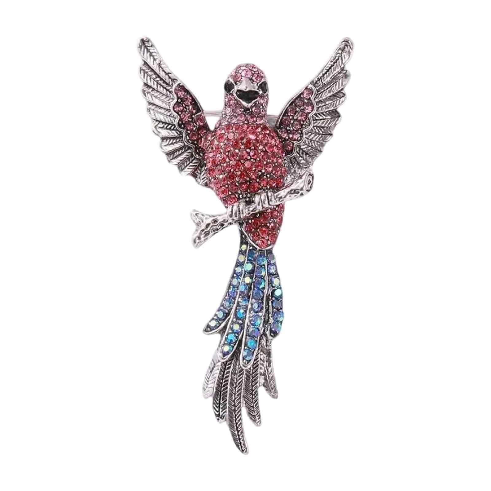 1 Piece Brooches for Women, Pink Bird Brooch Pin with Rhinestones, Elegant Saree Pin for Scarf, Fashion Jewelry Gift for Girls-image-38