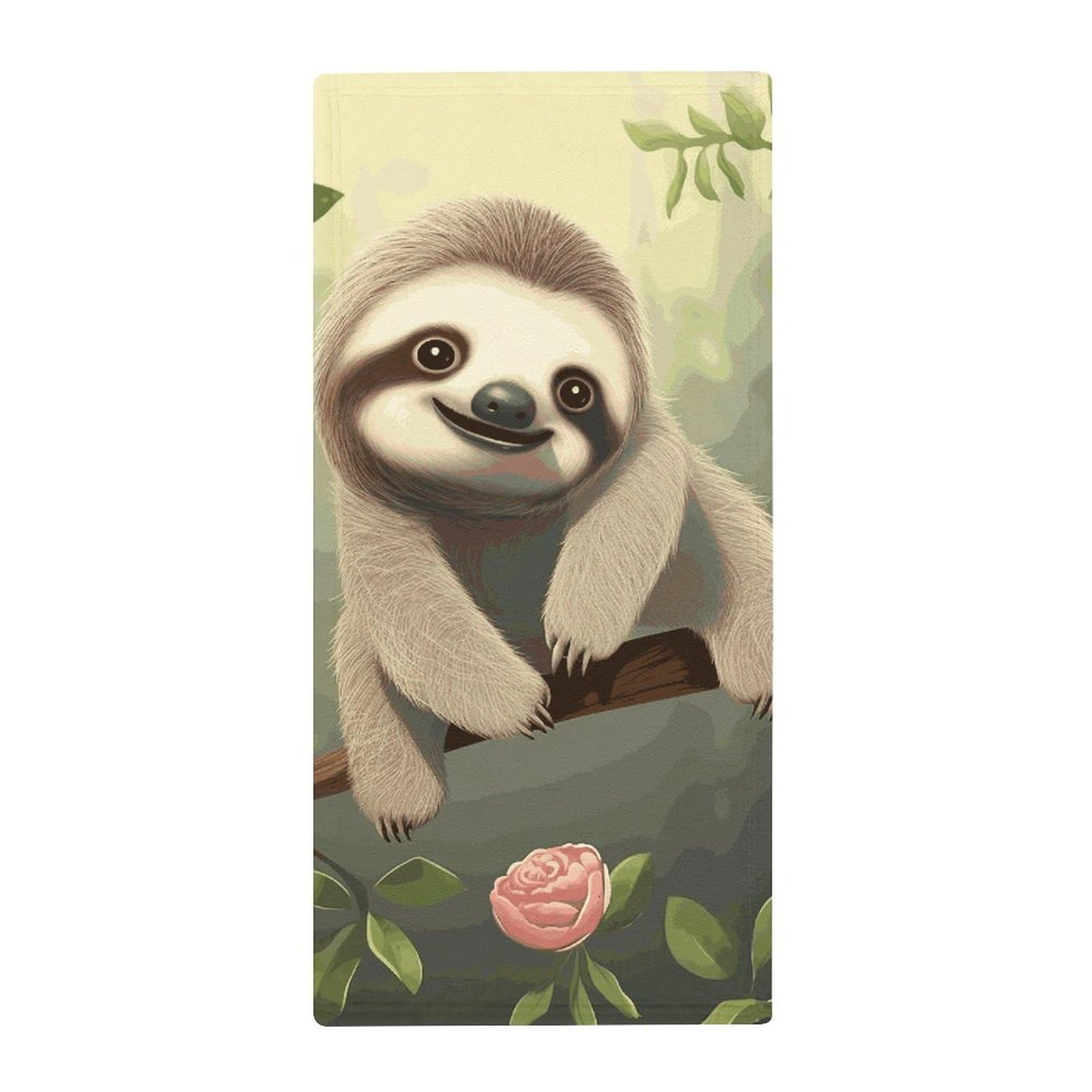 JTREHY Cute Baby Sloth Towel Soft Lightweight Microfiber Towel Highly Absorbent Quick Drying Towels Male and Female Premium Quality Perfect for Daily Use
