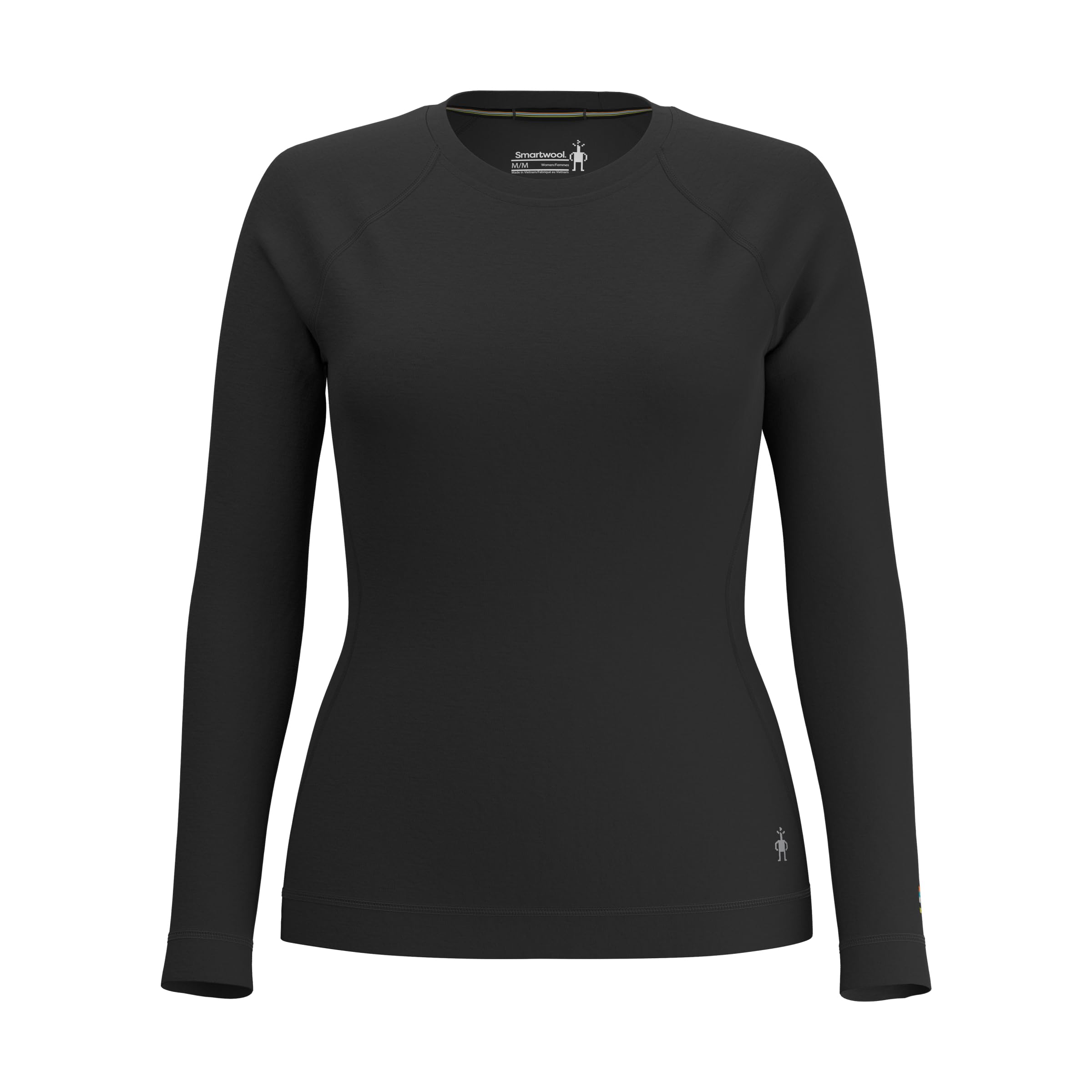 Smartwool Womens Classic Merino Base Layer Crew Thermal Tops, Black Colliding Clouds, XS EU