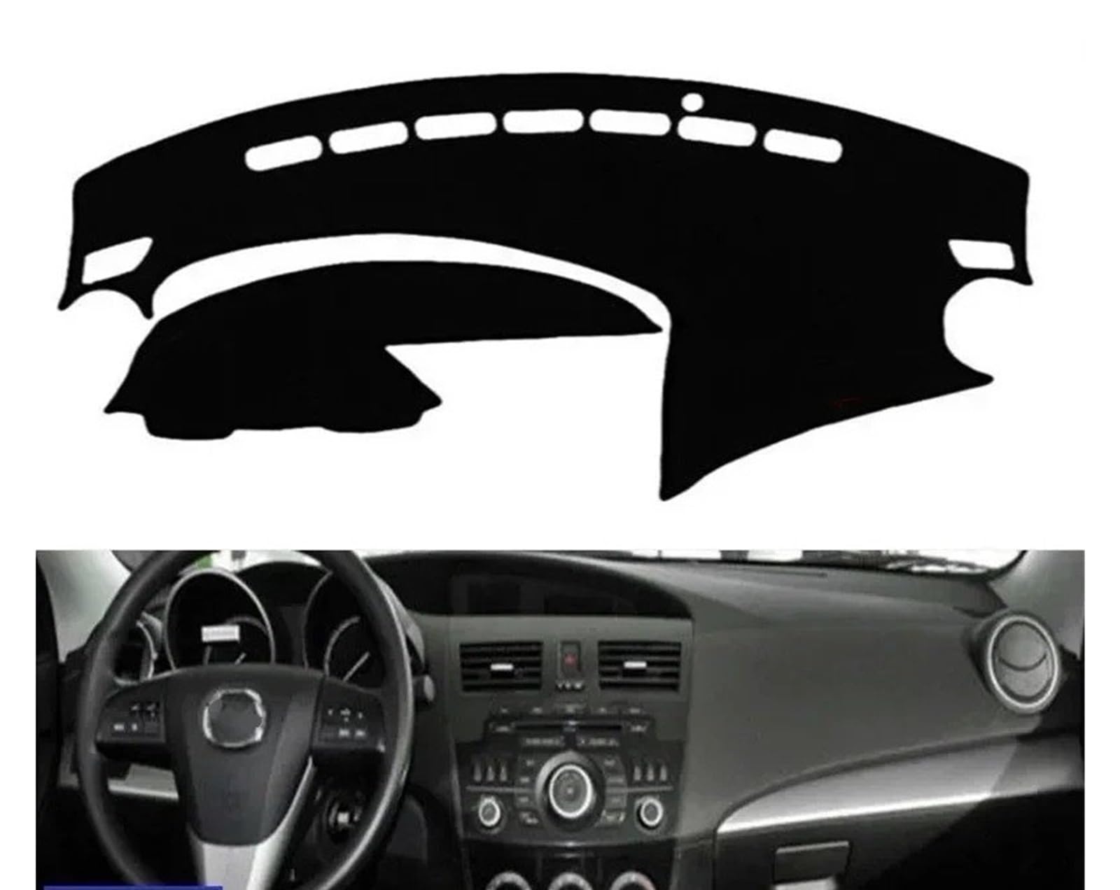 Fundas salpicadero para Mazda 3 para M3 para BL 2009-2013 Cubierta para Tablero Automóvil Tapete Antideslizante Tapete Tablero Protector Solar Accesorios para Automóvil(LHD Black)