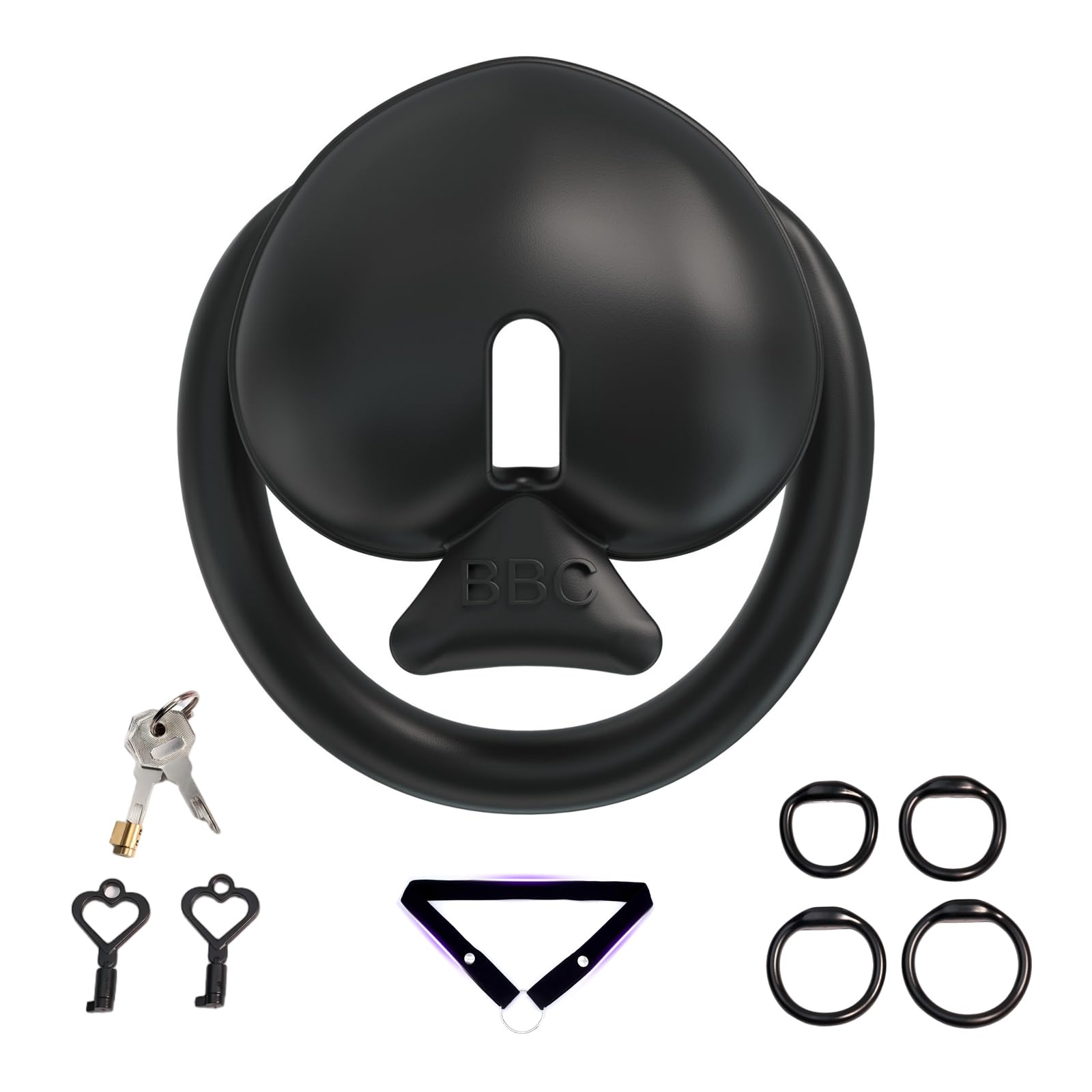 Chastity Cage Man Sex Toys Cage de Chasteté pour Pénis avec Ceinture et 4 Anneaux Cages Chastetée Légère en Résine avec Serrure Métallique et 2 Locks en Plastique pour Bondage le Pénis (Black,Belt)