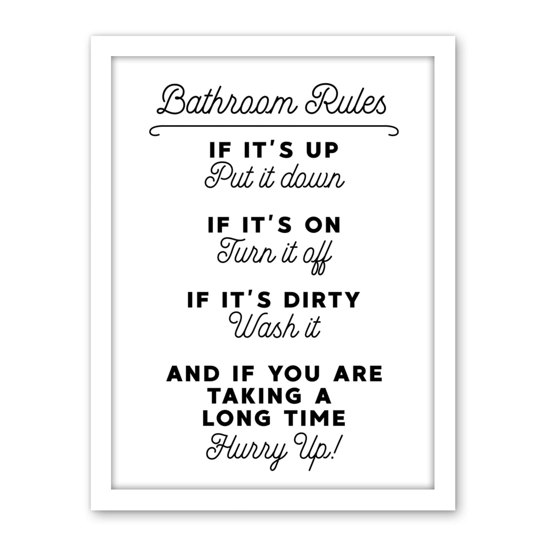 Artery8 Bathroom Decor Wall Art Funny Toilet Humour Sign Artwork Framed Wall Art Print 18X24 Inch