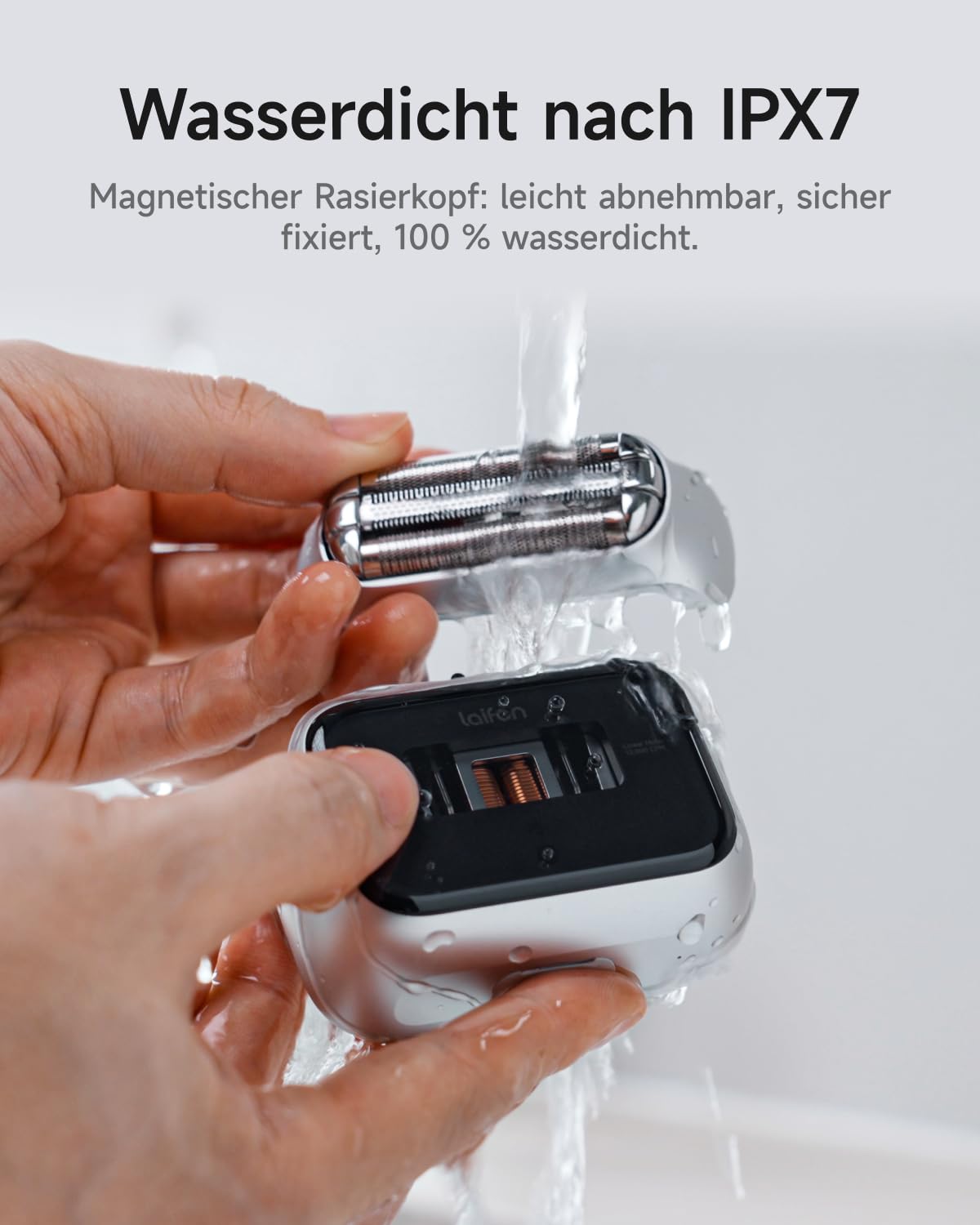 Laifen P3 Pro Elektrischer Folienrasierer Herren, 3-Klingen-Schersystem mit 12.000 CPM Linearmotor, Unibody-Design, IPX7 Wasserdicht & Reisesicher, Silber