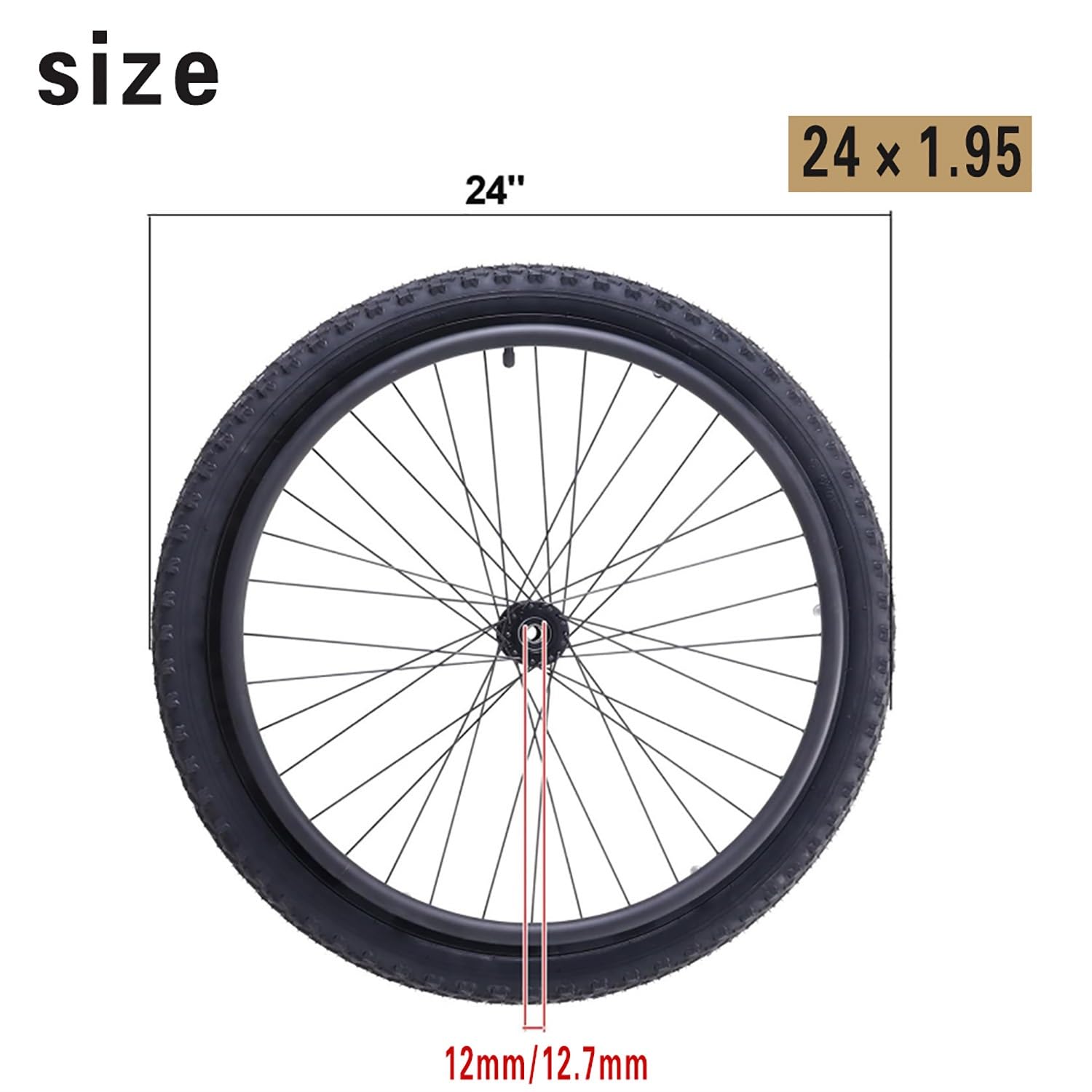 Rueda Trasera de Recambio para Silla de Ruedas Deportivas, 24 × 1.95 (52-507) Inflables Todoterreno Neumático para Interiores y Exteriores(Bearing 12.7mm)