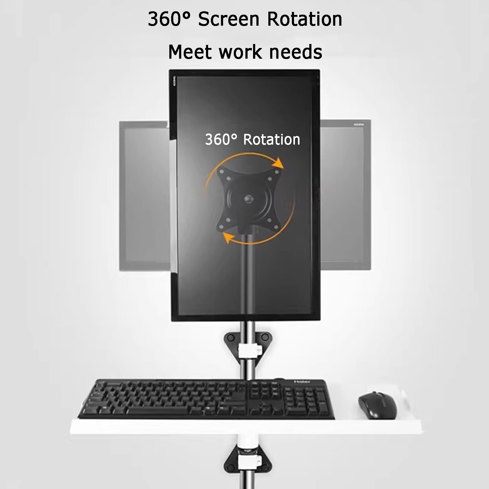 Supporto da parete per monitor, convertitore sit-stand con vassoio per tastiera, altezza e angolo regolabili per schermi da 15 a 32 pollici, carico massimo 8 kg