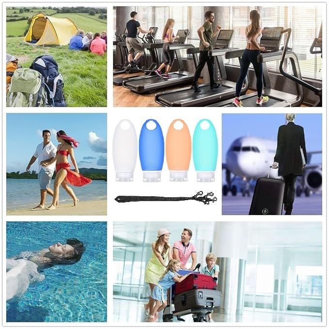 Botellas rellenables 3oz con spray y cuerda para viaje miniatura 6