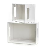 Hampton Art 2-Pack White Nested Wooden Crates&comma; Rustic Style&comma; 9 1&sol;3"x 6 1&sol;2"x 5 1&sol;4" & 7"x 5 1&sol;2"x 4"&comma; Decorative Storage & Display&comma; Space-Saving&comma; DIY Craft Project