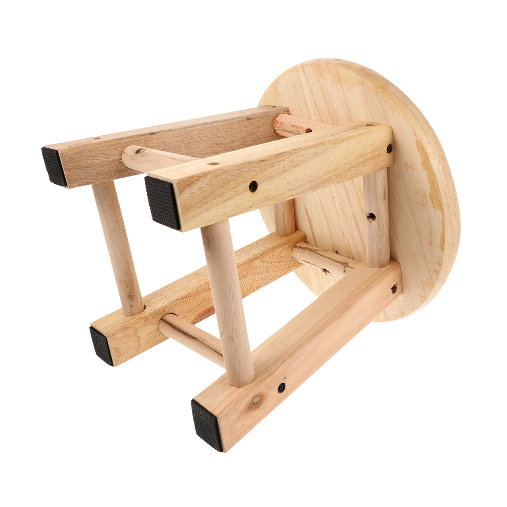 Amosfun Taburete De Baño Redondo De Madera Maciza 25x25 Cm Antideslizante Ligero y Práctico Adecuado para Cambiarse De Zapatos Uso Baño y Hogar