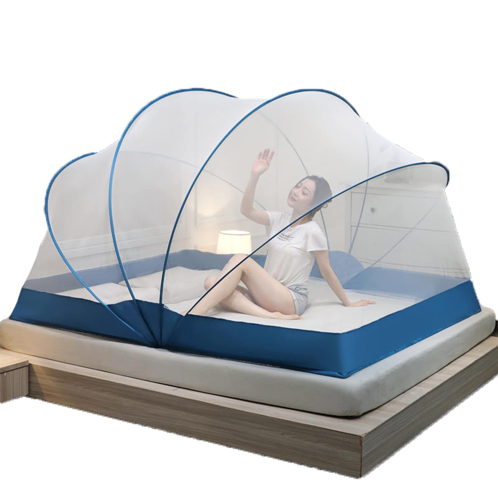 Mosquitera Plegable portátil para Adultos, sin Necesidad de instalación, Transpirable y práctica. Protege de los Insectos. Color Azul. Medidas: 80 x 190 x 120 cm.
