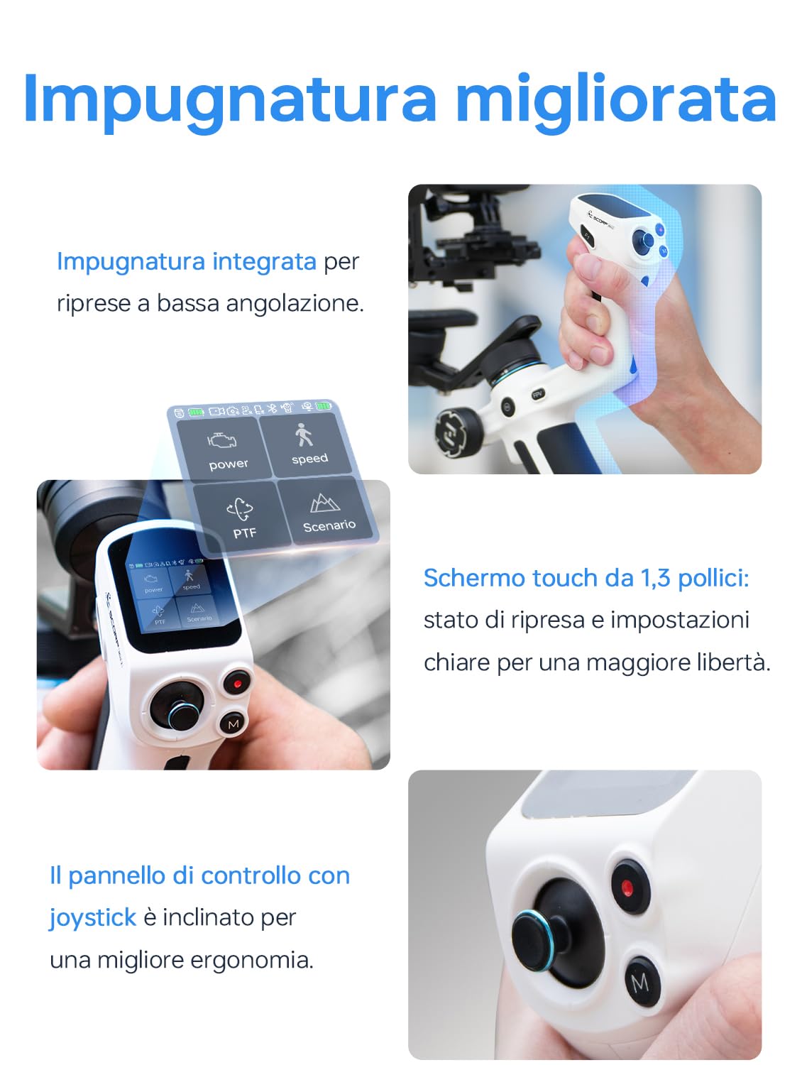 Feiyu SCORP Mini2 Kit [Ufficiale] Gimbal Mirrorless a 3 assi Stabilizzatore per Fotocamere Action e Smartphons,Riprese Verticali Native,con Custodia da trasporto, Luce di Riempimento Magnetica