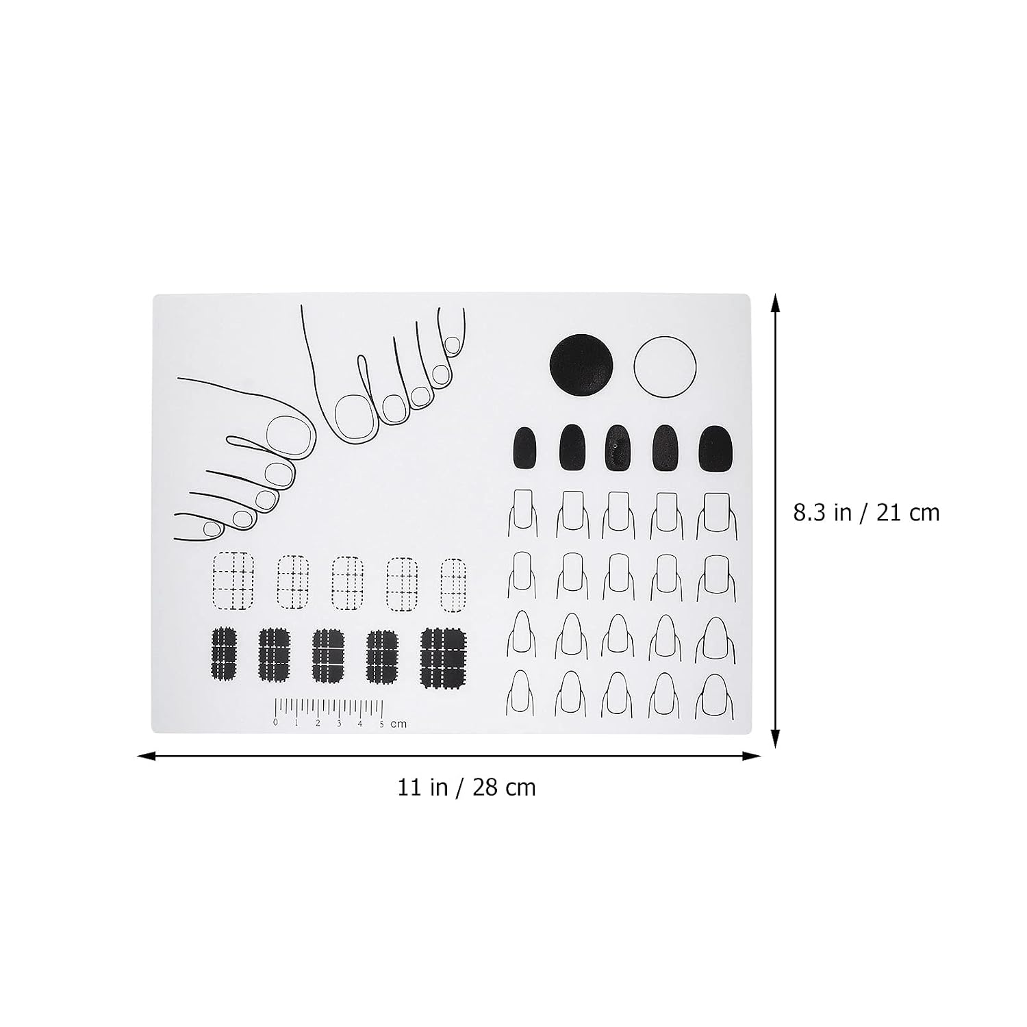 Acrylic Nail Training Mat Nail Art Practice Sheet for Diy Application Manicure Mat for Acrylic Fingernail Design Roll- Pad 11.02 X 7.87 in