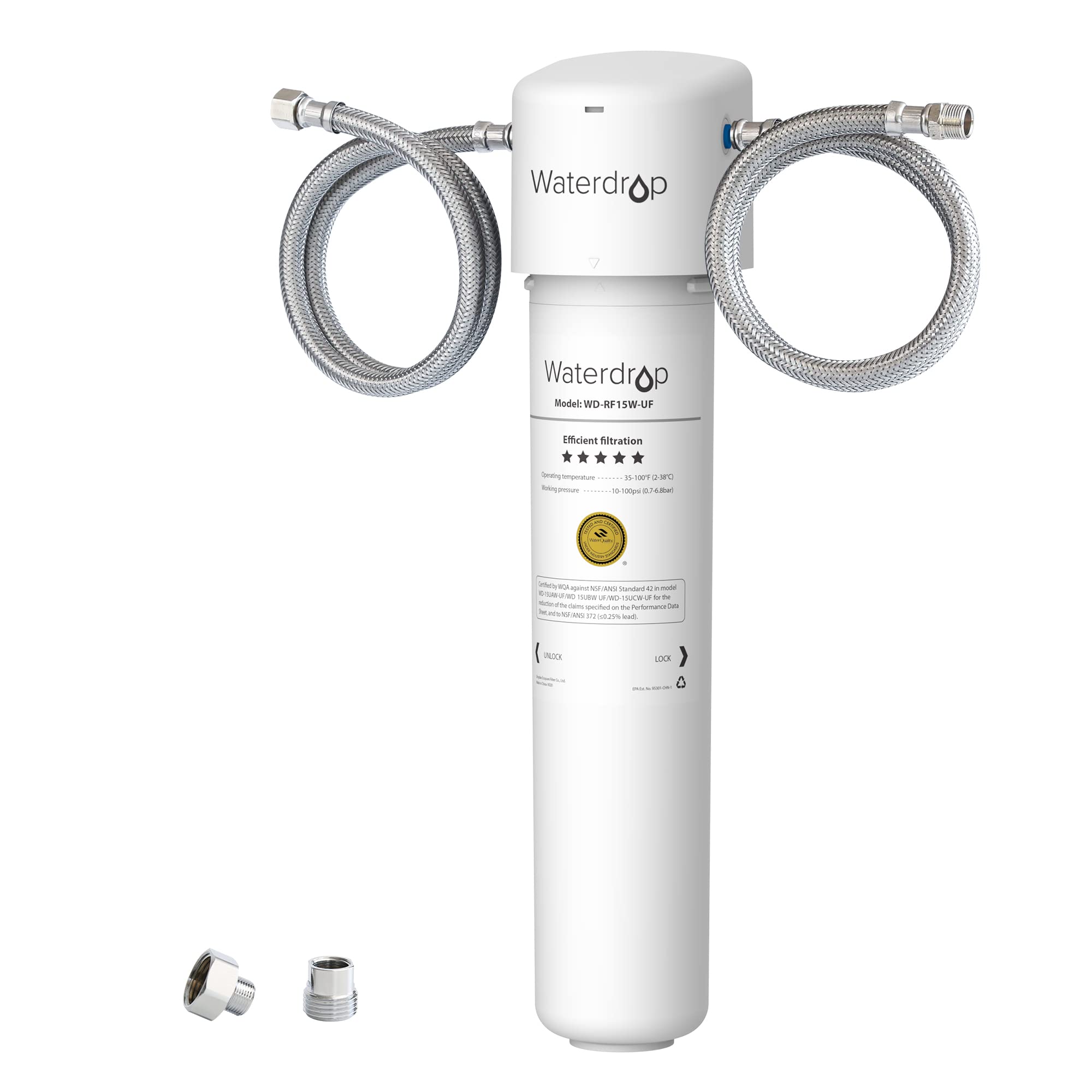 Waterdrop(White-premium) - 15UAW-UF 0.01 mm Ultra Filtration Under Sink Water Filter for Bacteria Reduction, Reduces Lead, Chlorine, Bad Taste & Odour, 16K Gallons, Direct Connect to Kitchen Fauce...