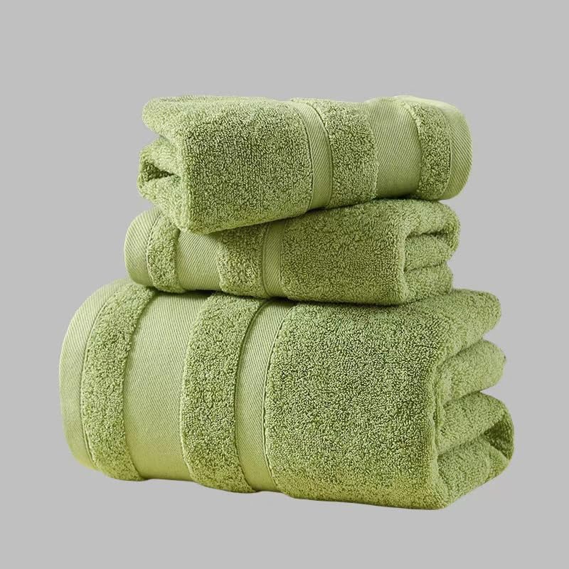 Juego de 2 toallas de baño verdes, suaves y absorbentes para el hogar