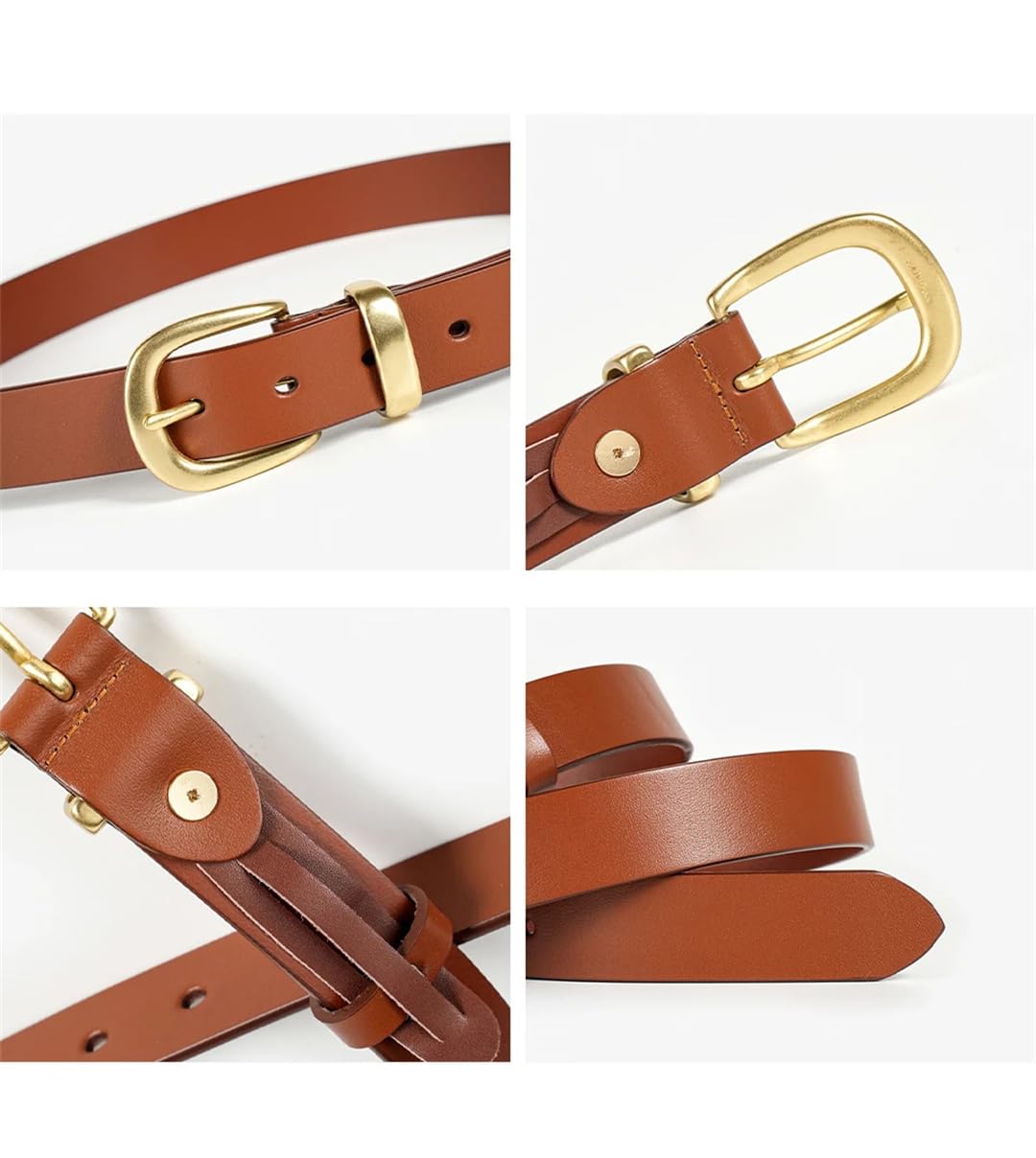 Cinturones de cuero de vaca para mujer, hebilla de color sólido, accesorios de vestir, cintura