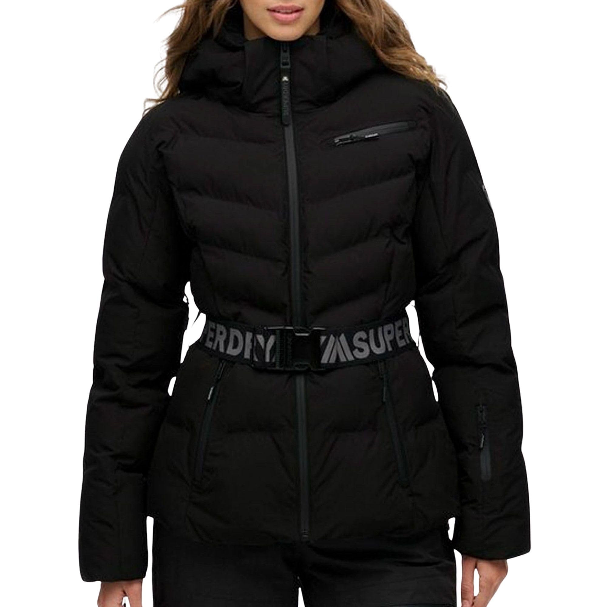 Superdry Para Mujer. WS110178A Chaqueta Acolchada De Esquí Luxe Con CinturóN Negro (S), Casual, Poliamida-image