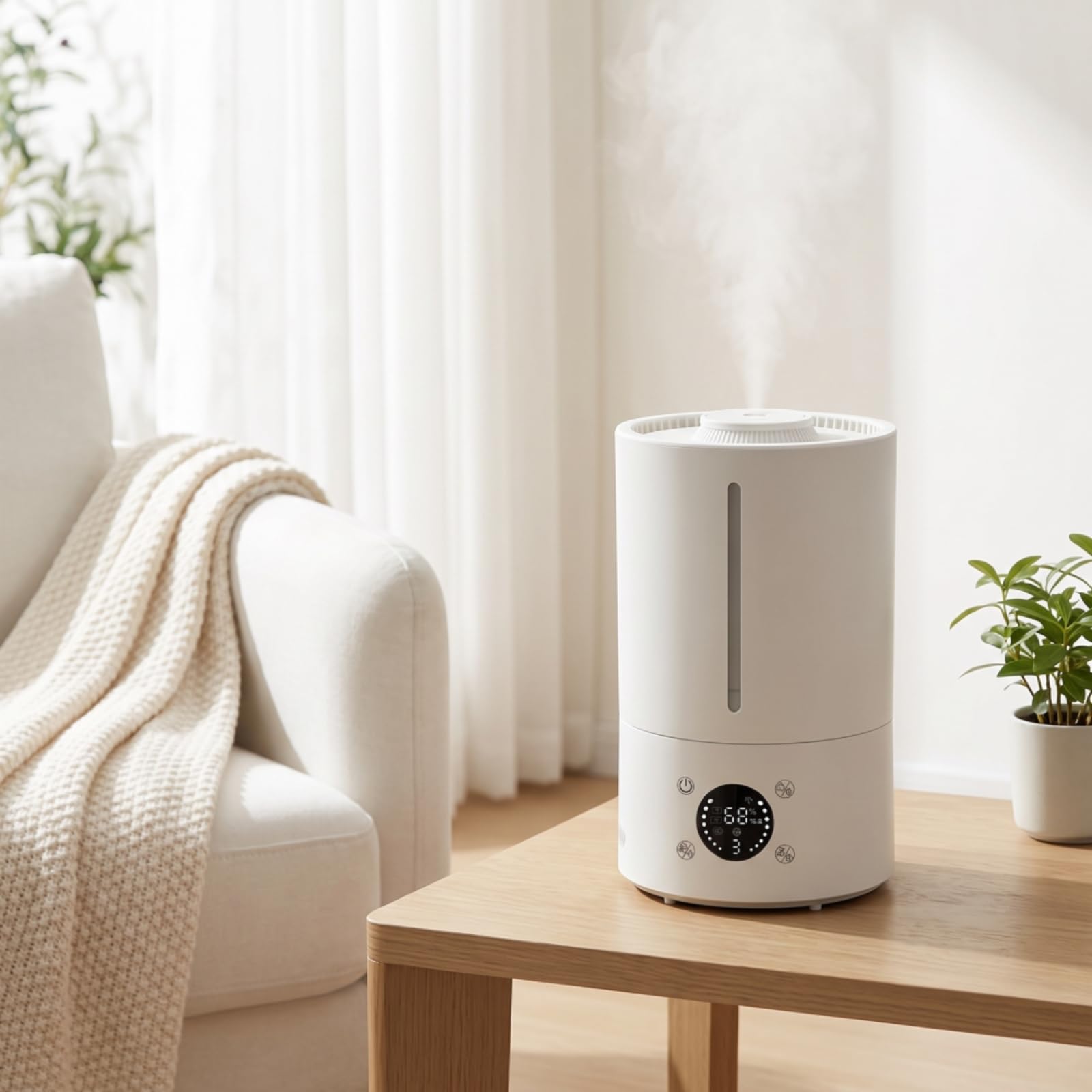 Umidificatore da Scrivania Umidificatore Diffusore Nebulizzatore Purificatore con Serbatoio 4 L Uscita Nebbia a 360 Gradi Display Timer Funzione Aroma Adatto a Ufficio Camera da Letto Tavolo