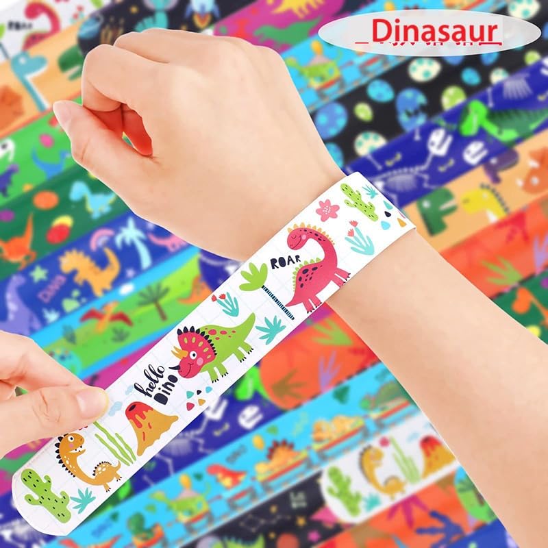 Image of SILLYME 12pc slap bands for kids - Return Gifts Birthday Party For Kids - Best Birthday Return Gift For Kids 6-12 - return gift for kids age 6-10 10-12 (dinosaur theme 12pc)