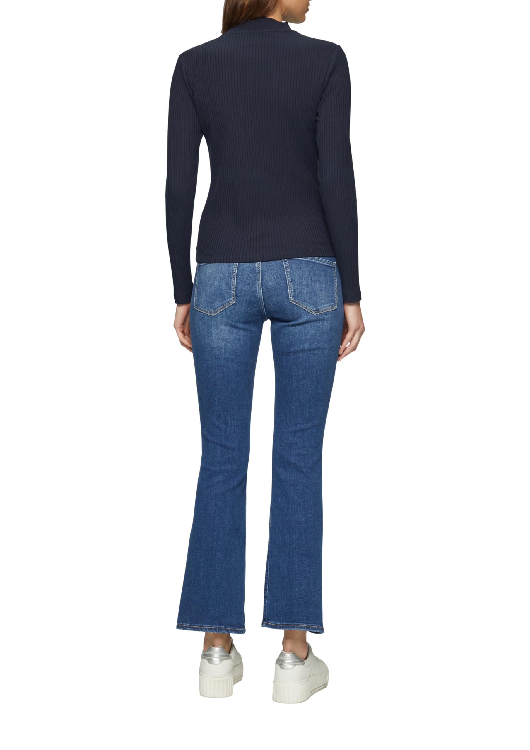 s.Oliver Damen 2157894 Langarmshirt mit Rippstruktur