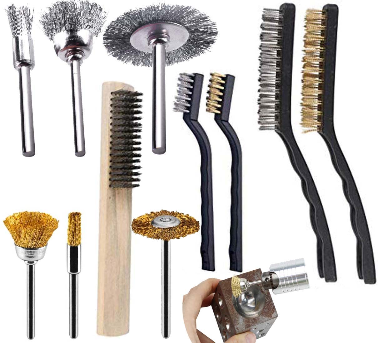 DIY Crafts Wire Brush with Carb Cleaner Set, Metal Wire Brush Set for Car Detailing Cleaning Brass Brush Steel Brush Brush Tool Kits (Multi Colour, 48)