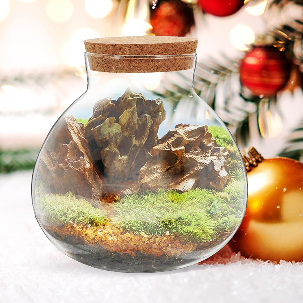 HANABASS Bottiglia Terrario Rotonda in Vetro 4.33 Pollici Con Tappo Sughero Per Micro Paesaggi Terrario Piante Succulente Muschio Decorazione Tavolo Giardinaggio Creativo