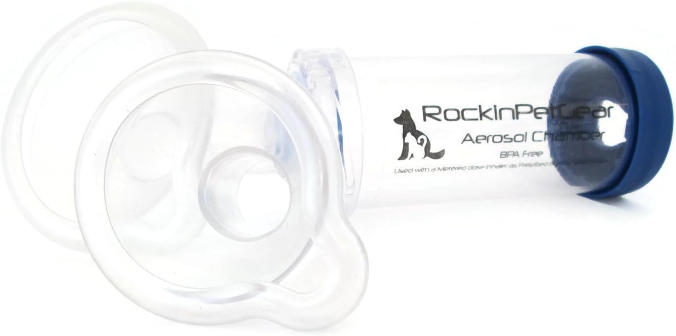 Rockinpetgear Cat Or Dog Aerosol Inhaler Spacer Chamber To Help With Breathing for Feline and Canine with Asthma 2 Sizes of Mask, Will Fit all Cats and Small to Medium Dogs Asthma or COPD