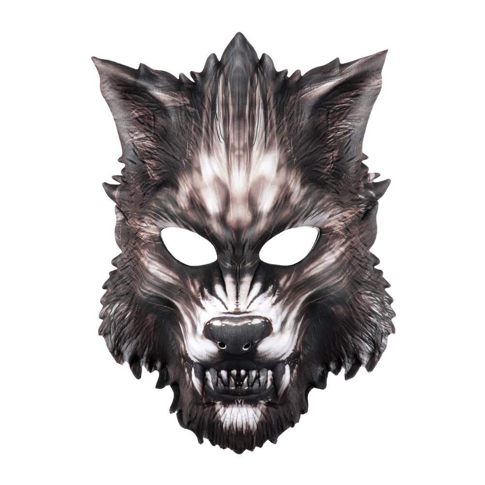 NewL Halloween 3D Animal Half Face Mask Masquerade Party Cosplay Costume for Women and Men (Wolf-1) — image 1