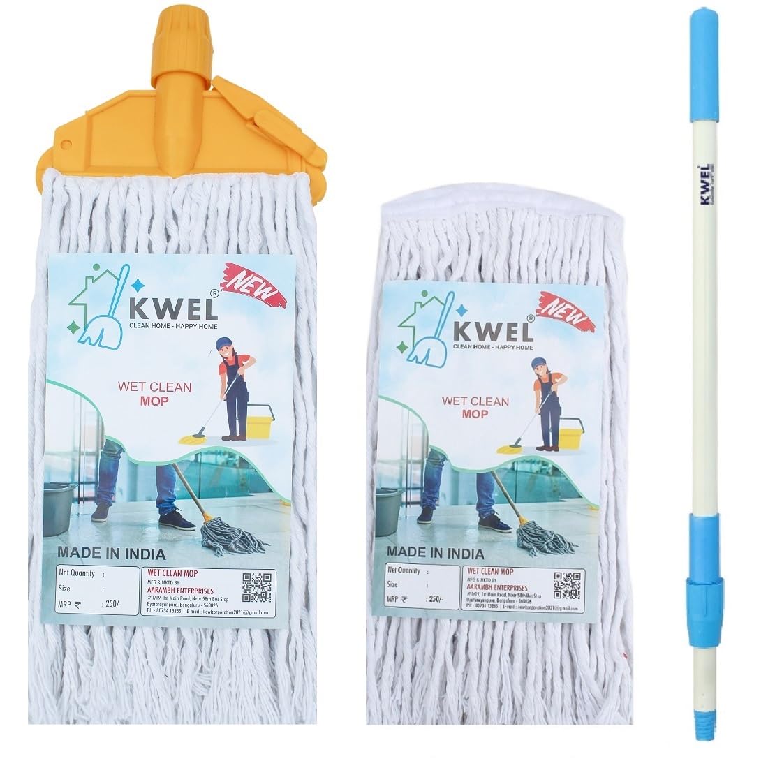 KWEL Clip N Fit Cotton Floor Mop with 4 Feet Telescopic Rod and Extra Wet Mop Refill (B0BQ721QLW) Amazon Price History, Amazon Price Tracker