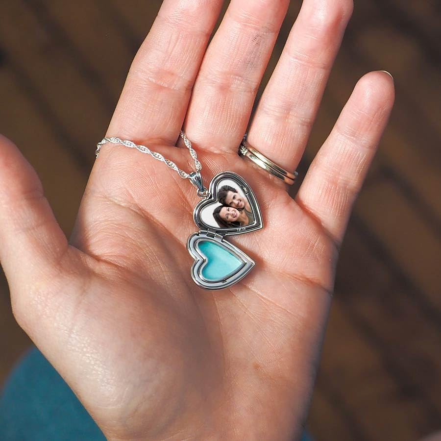 PicturesOnGold.com Sterling Silver Horseshoe Heart Locket 3/4 Inch X 3/4 Inch - Image 6