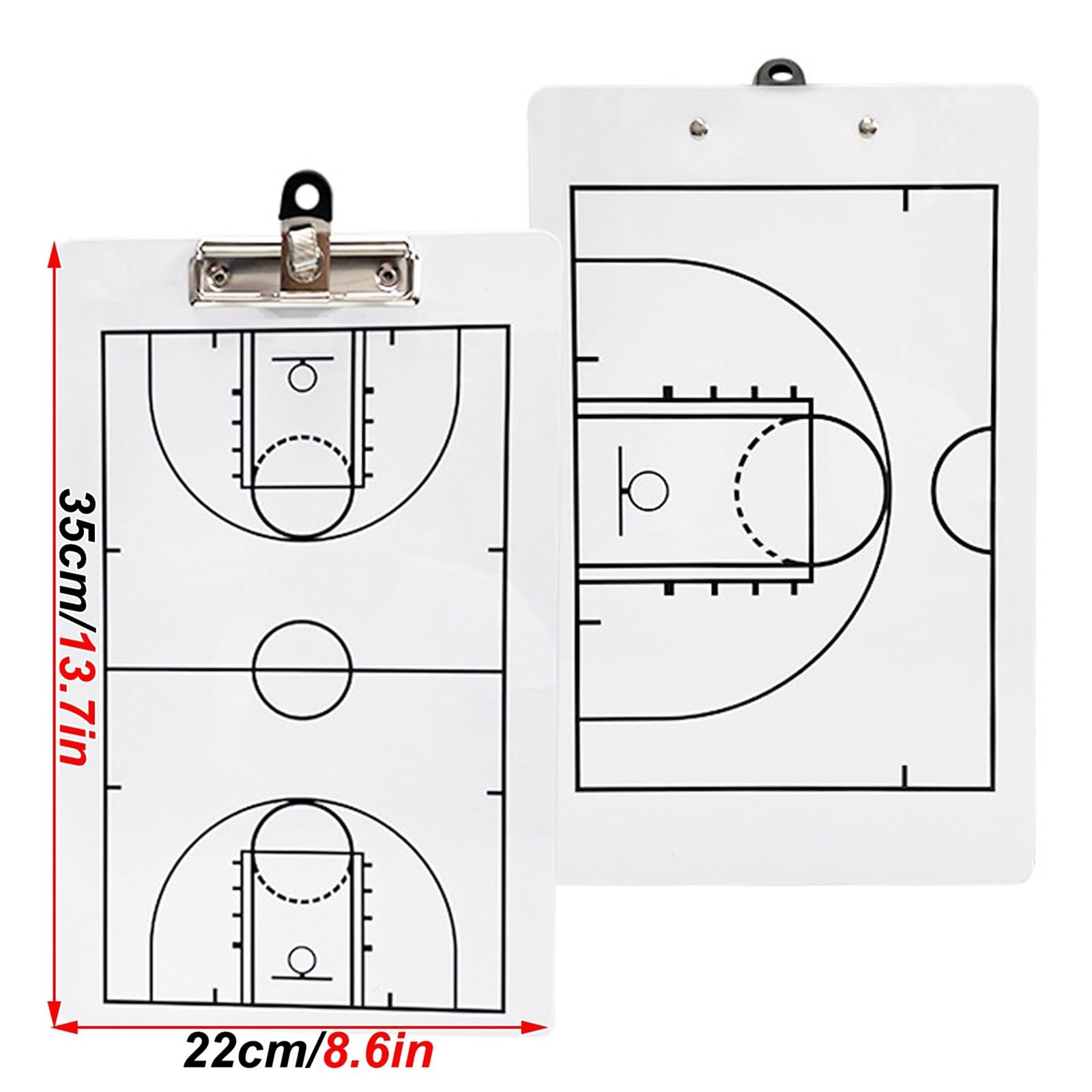 Taktikmappe Basketball Coaches Board, Taktikmappe Spiel- Und Trainingsausrüstung Trainingszubehör, mit Darstellung des Gesamten Spielfelds und Einer Spielfeldhälfte