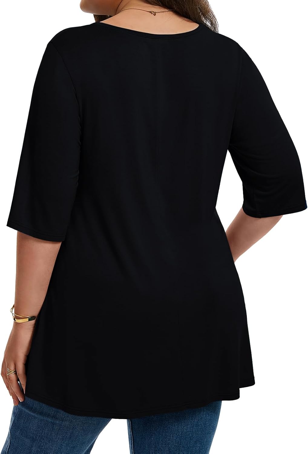 LARACE Elbow Sleeve Plus Size Tops for Women Round Neck Women's Half Sleeves Tunic Spring Summer Fall Clothes Shirts Blouse - Image 6