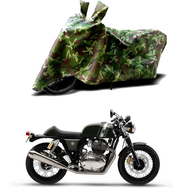 Image of 100% Water Resistant Bike Scooty Two Wheeler Body Cover Compatible For Royal Enfie Continen GT 650 Racing /UV-Rays /Heat Protection /Birds Dropping /Scratchproof /Dust proof /Waterproof[Green MJ]