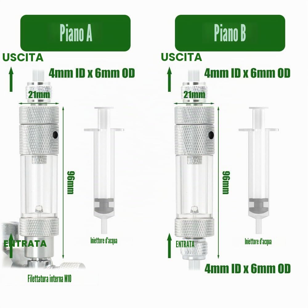 LINLAN Facile Riempimento d'Acqua Contabolle di CO2 con Valvola di Ritegno e Aggiunta d'Acqua per Regolatore di CO2 per Acquario Piantumato (Connessione del Tubo dell'Aria)