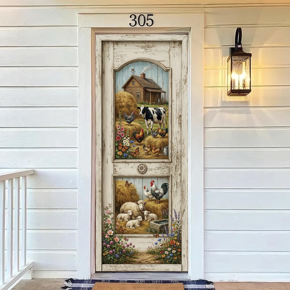 arricraft 2 Pcs Self-Adhesive Door Sticker, Farm Barn Door — image 1