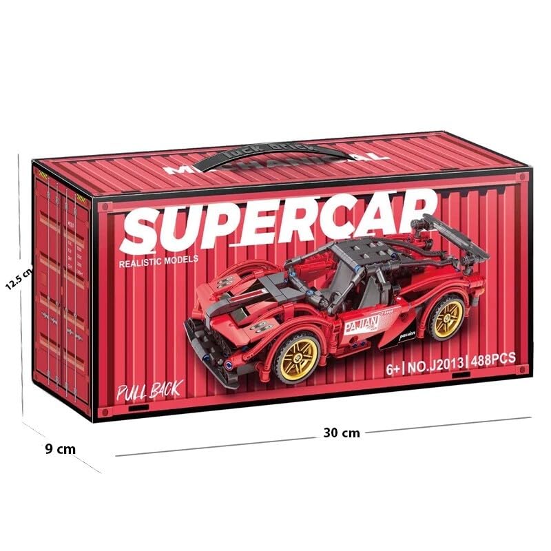 Image of 1:18 Scale Pull-Back Racing Car Building Block Set (422 PCS) | Creative Assembly Toy for Collectors & Enthusiasts | Compatible Brick Model Kit for Racing Fans