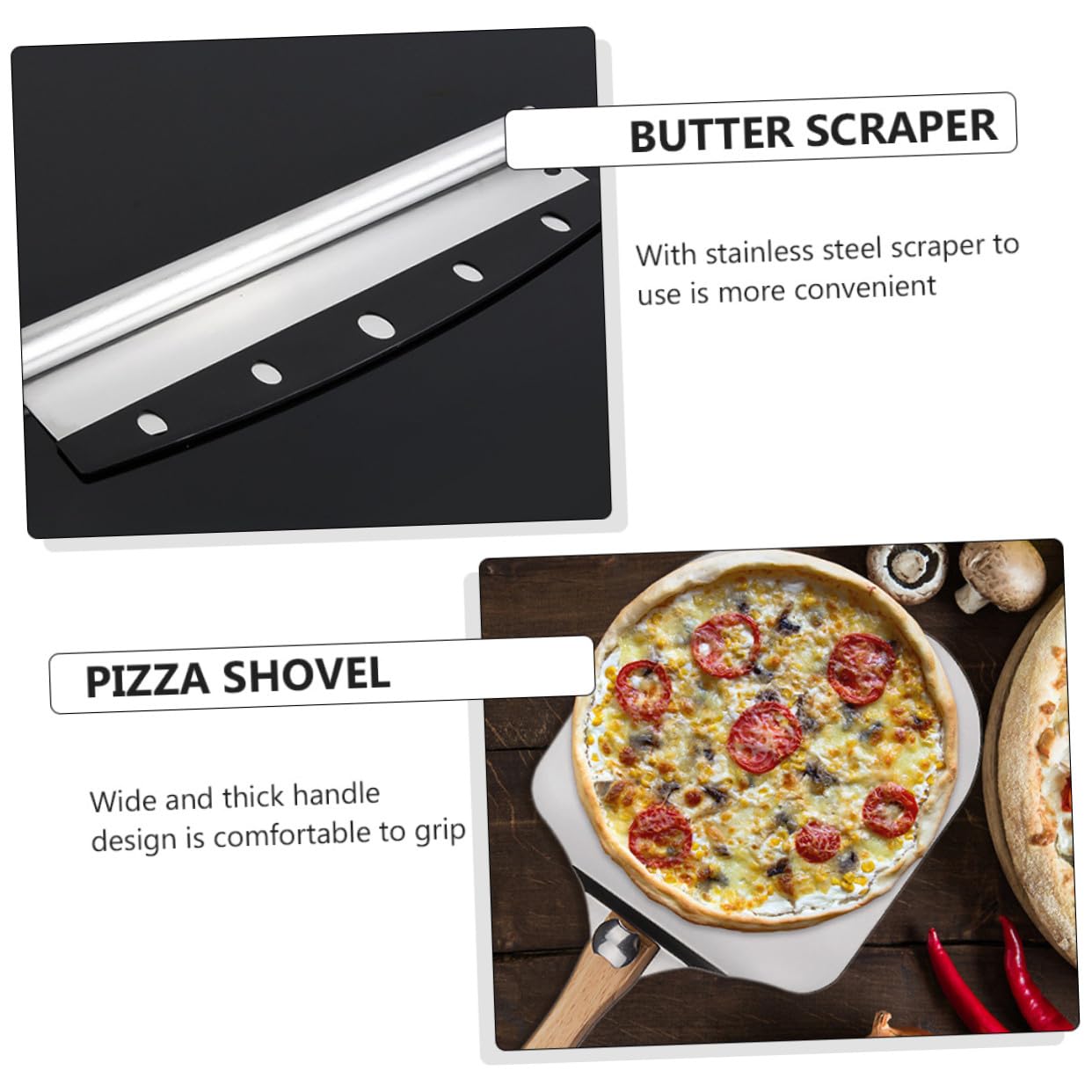 2 Stück Faltbarer Pizzaschieber aus Aluminium mit Klappbarem Holzgriff Hitzeschutz Teigschaber Platzsparend Langlebig zum Pizzaheber für Pizzastein und Küche Teiliges