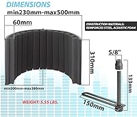 Vista 7 de Pyle Usa Mini cabina de grabación vocal portátil – Uso con micrófono estándar, filtro de ruido de aislamiento protector de reflexión para audio